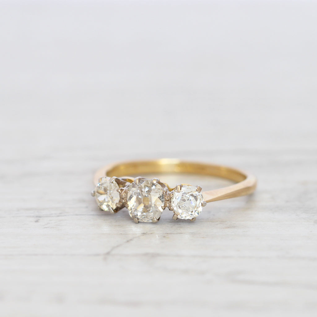 Victorian 18ct Gold, Three Stone Old Mine Cut Diamond Ring, 55% Off