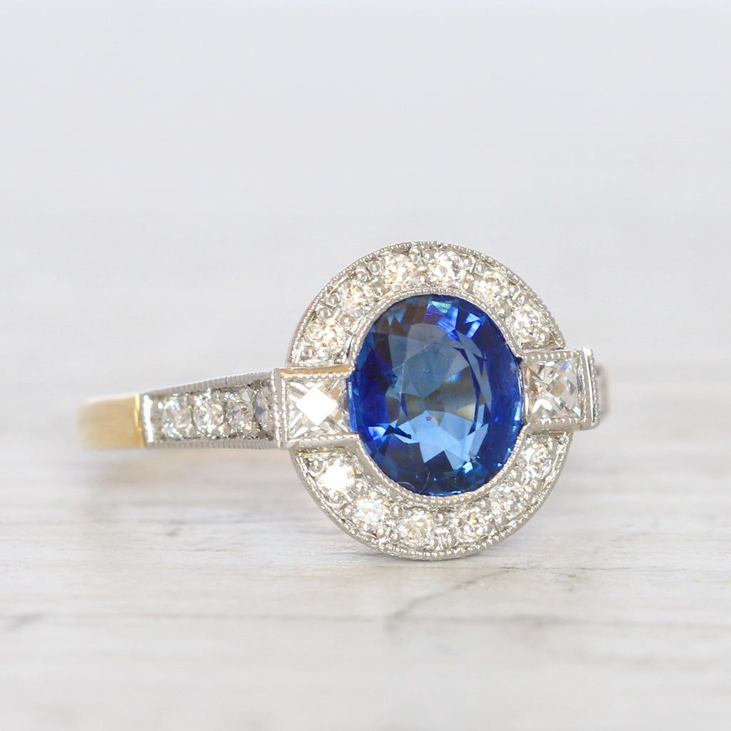 Vintage Style 2 Carat Sapphire and Diamond Cluster – Holts Jewellery