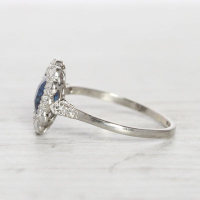 RESERVED - Edwardian 0.90 Carat Sapphire and Old Cut Diamond Cluster