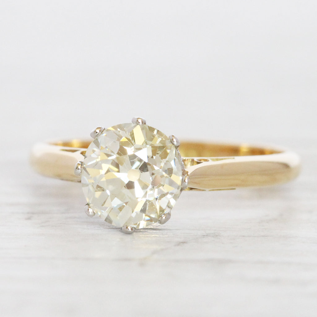 Edwardian 1.57 Carat Old European Cut Diamond Solitaire