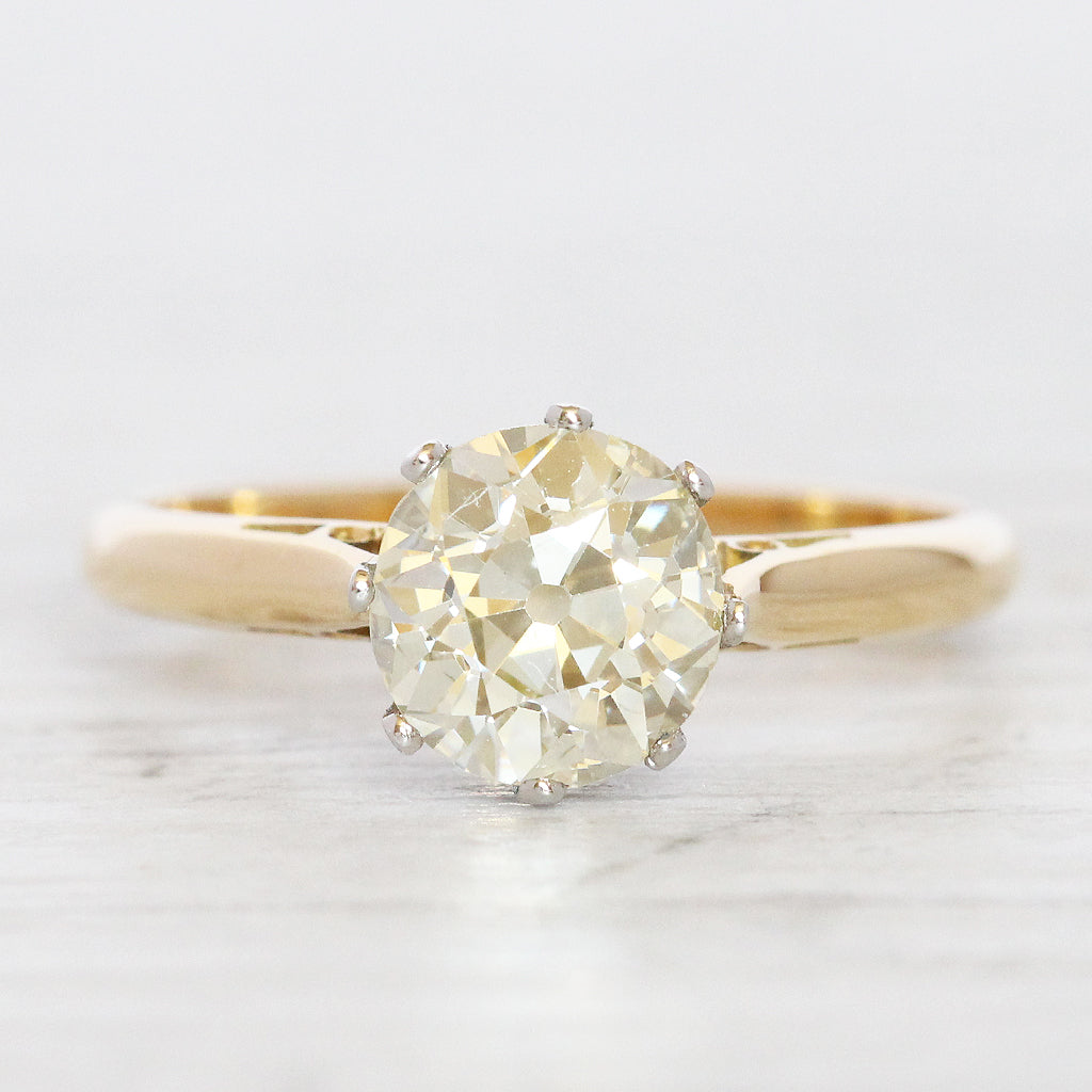 Edwardian 1.57 Carat Old European Cut Diamond Solitaire