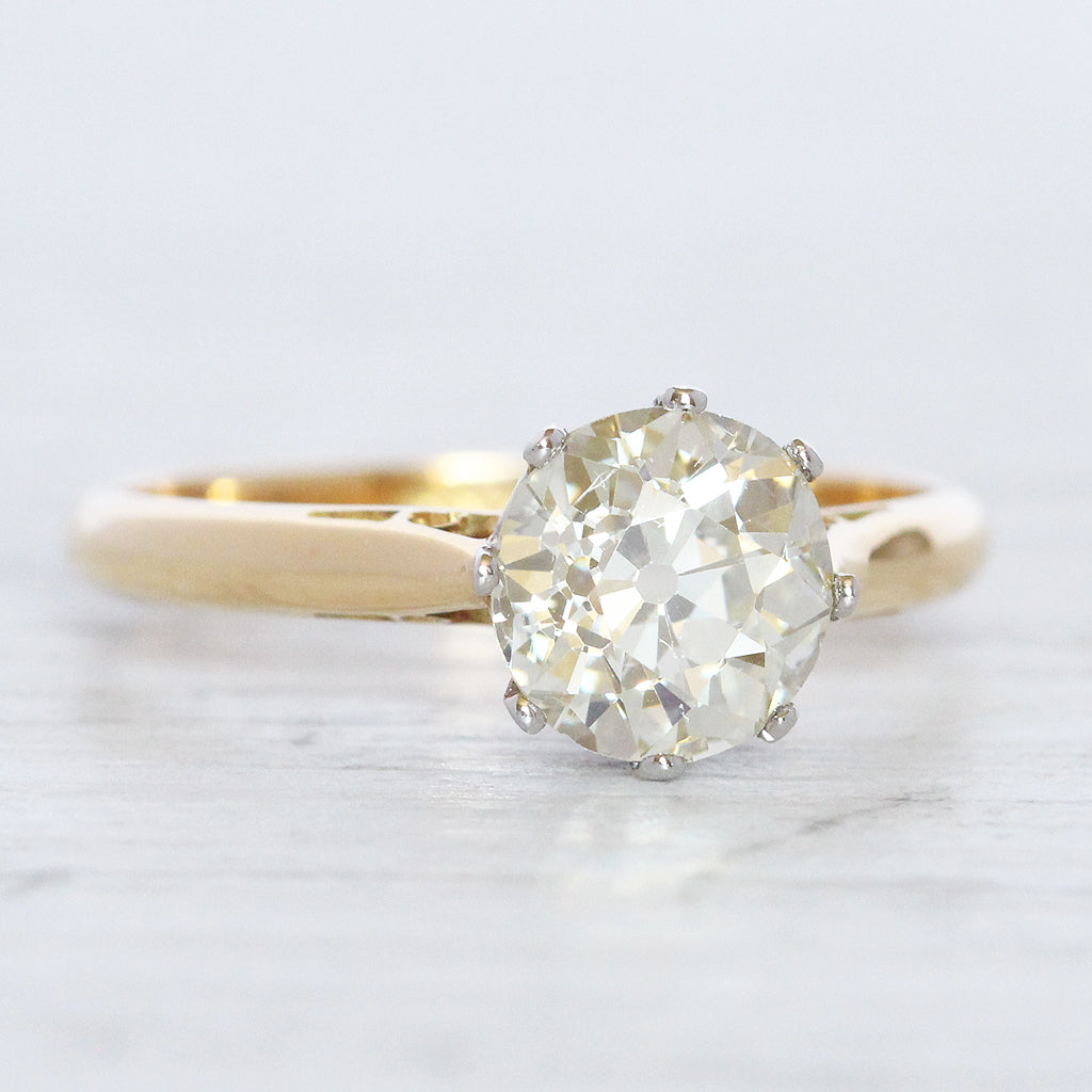 Edwardian 1.57 Carat Old European Cut Diamond Solitaire