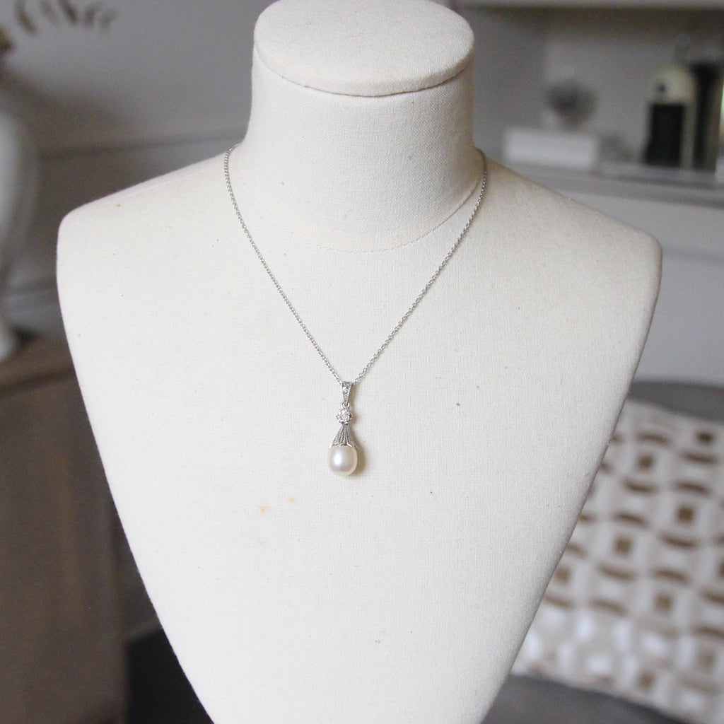 Antique Old Cut Diamond and Pearl Pendant