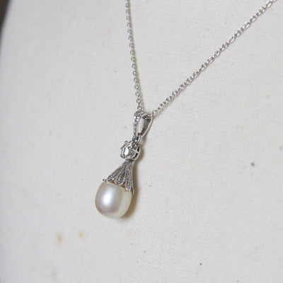 Antique Old Cut Diamond and Pearl Pendant