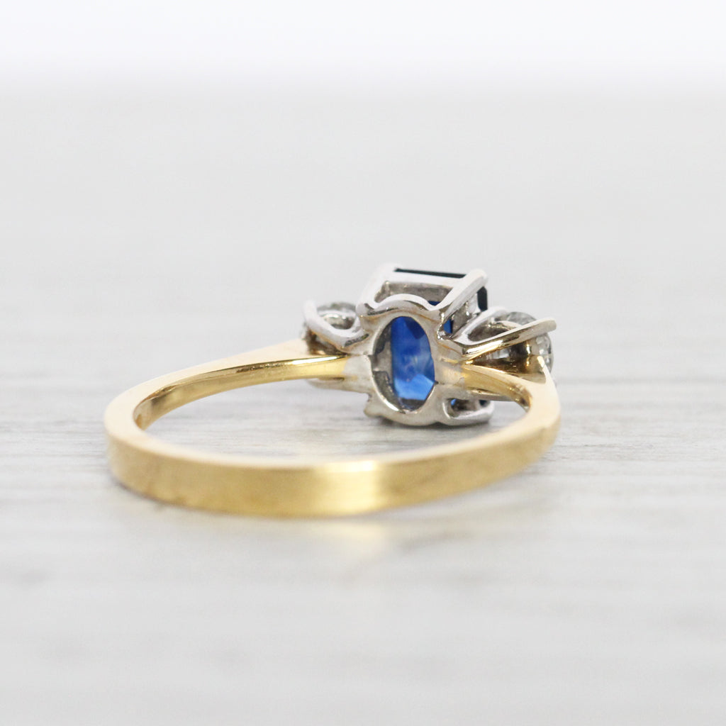 Vintage Style 1.05 Carat Sapphire and Diamond Three Stone