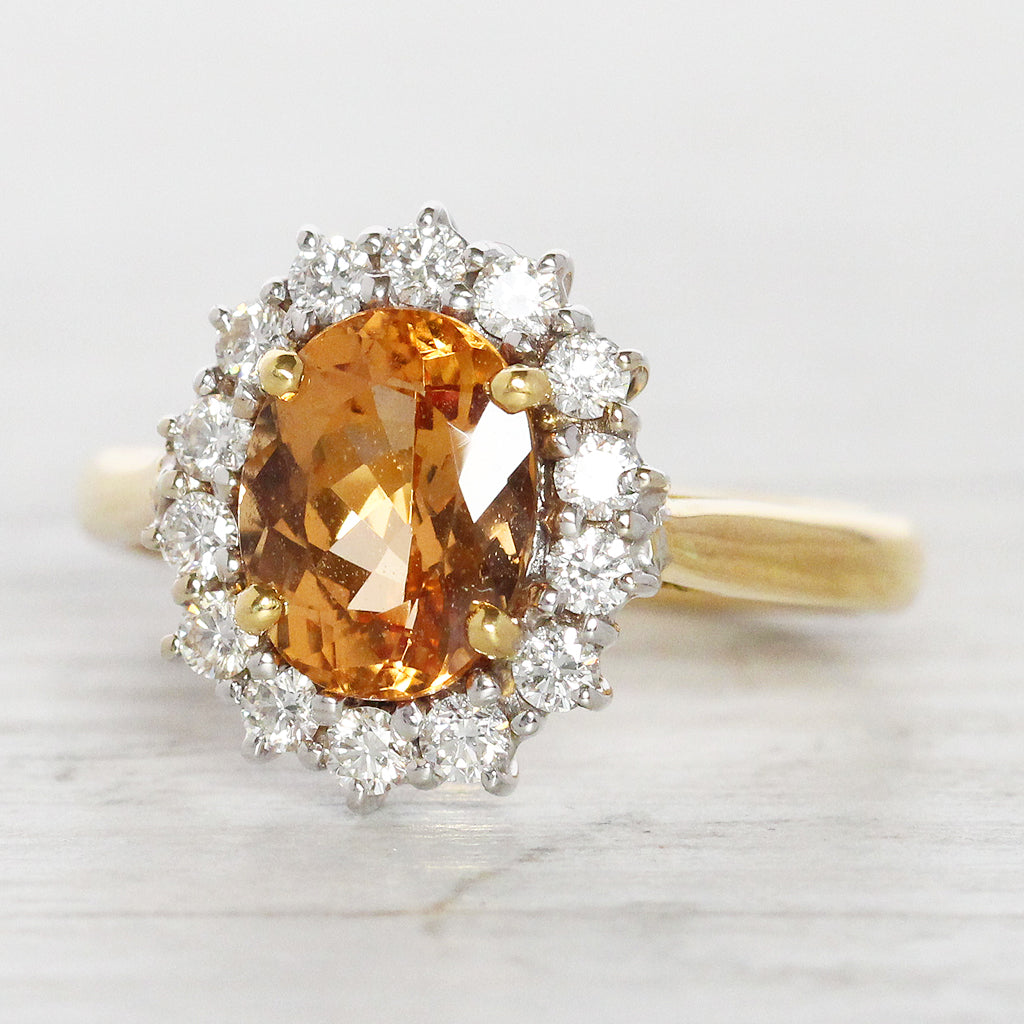 RESERVED Vintage 2.25 Carat Topaz and Diamond Cluster