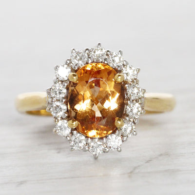 RESERVED Vintage 2.25 Carat Topaz and Diamond Cluster