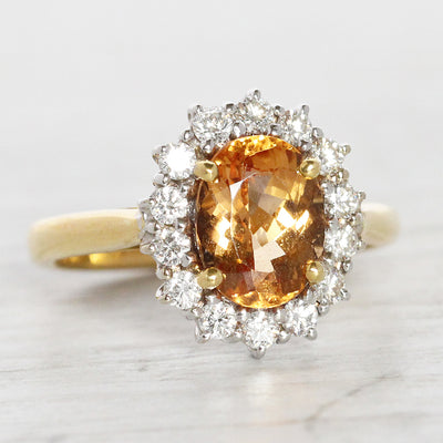 RESERVED Vintage 2.25 Carat Topaz and Diamond Cluster