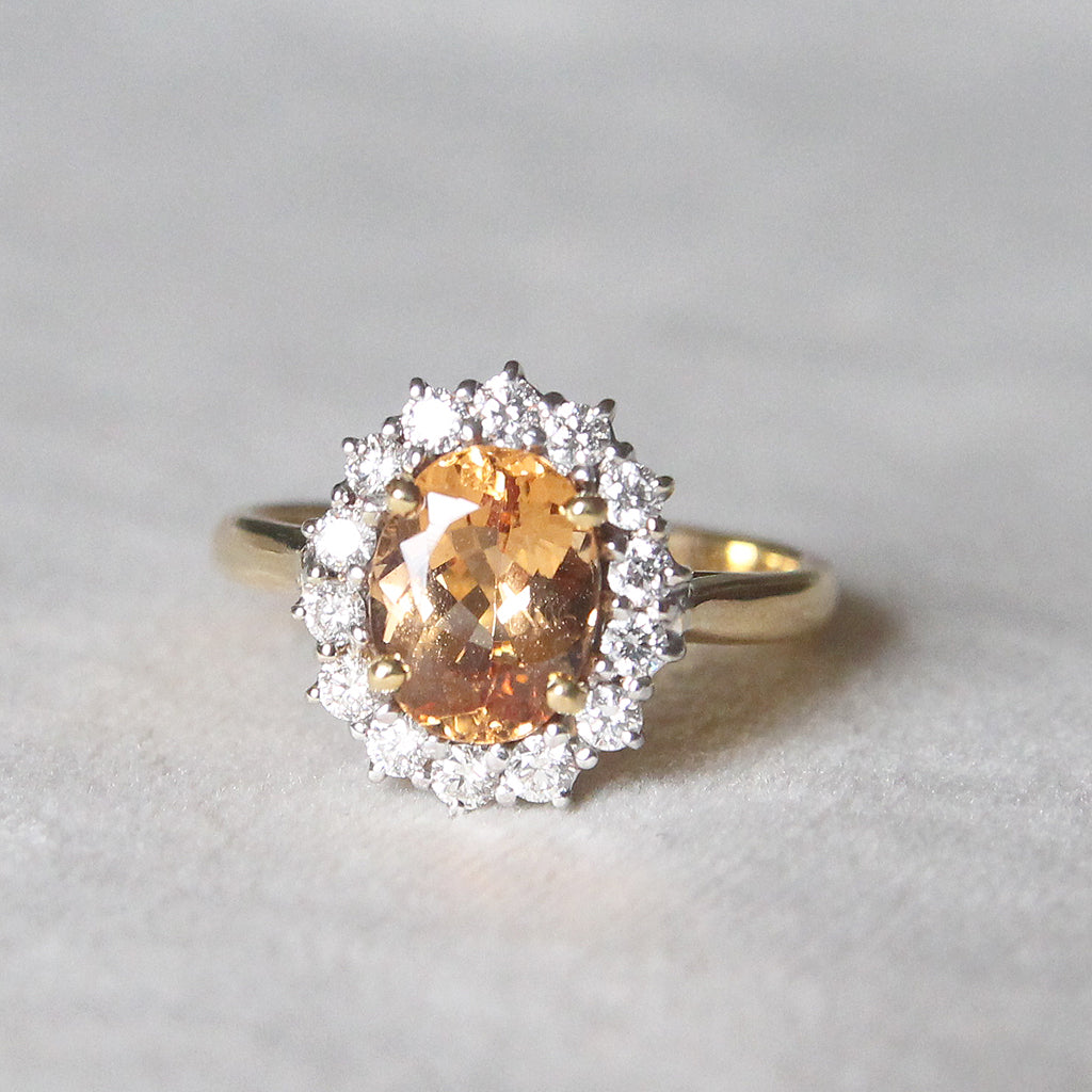 RESERVED Vintage 2.25 Carat Topaz and Diamond Cluster