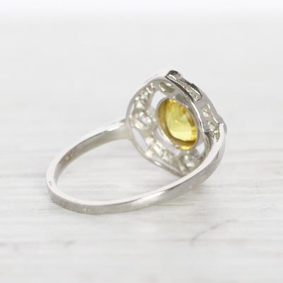 Art Deco Style 1.20 Carat Yellow Sapphire and Diamond Cluster