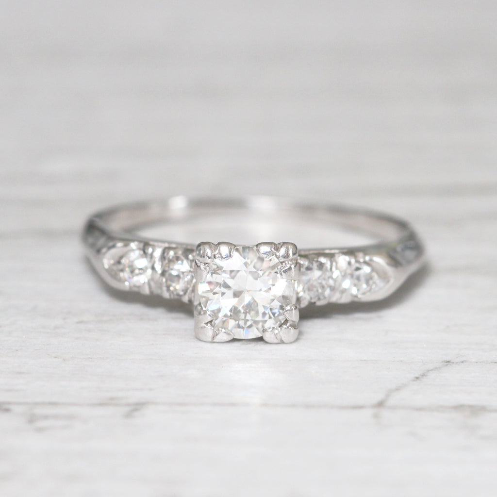 Art Deco 0.48 Carat Old European Cut Diamond Solitaire