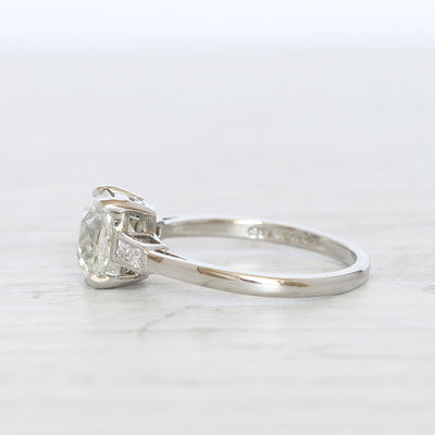 Art Deco 1.70 Carat Old Mine Cut Diamond Solitaire