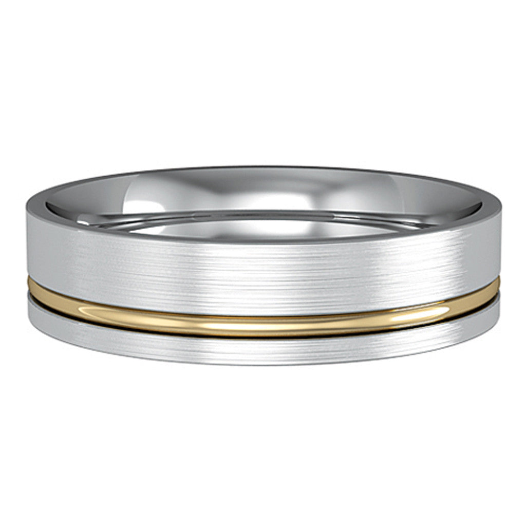 5mm Two-Colour Flat Court Satin Brushed Wedding Band